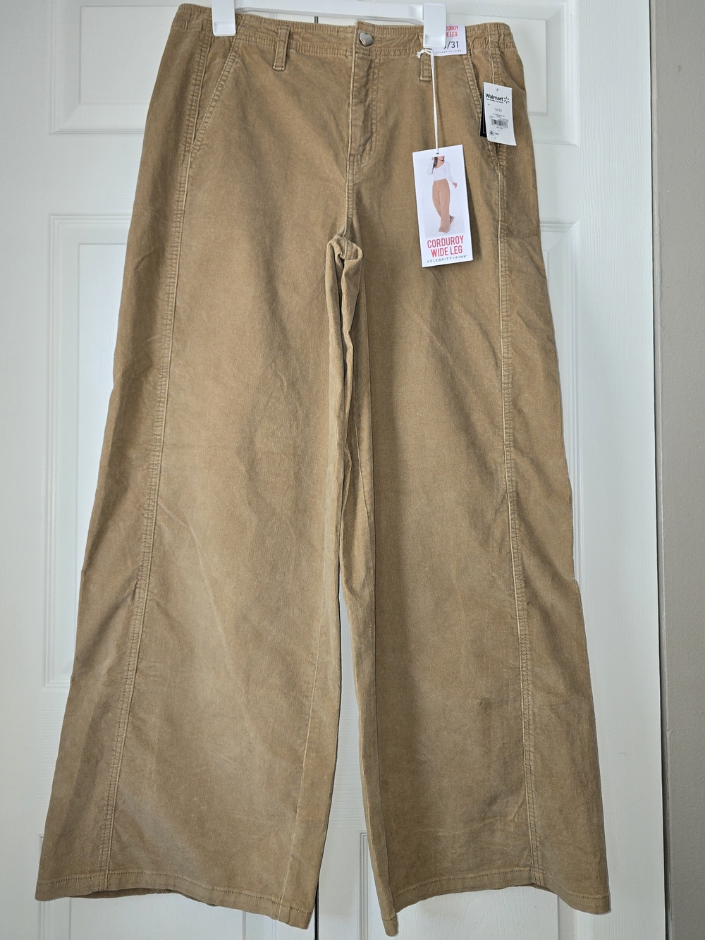 Celebrity Pink Women's Corduroy Wide-Leg Pants - Tan/Brown Size 13/31 Large